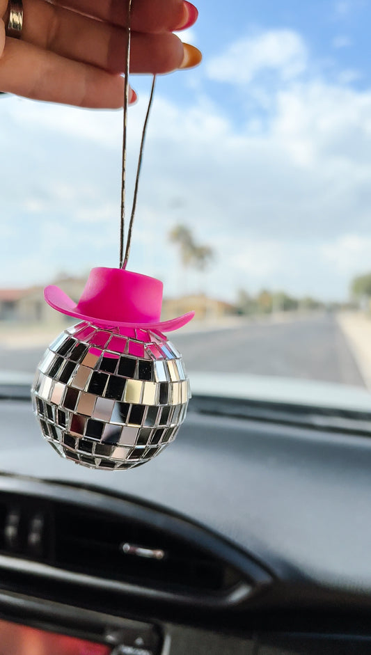disco cowgirl car charm - pink